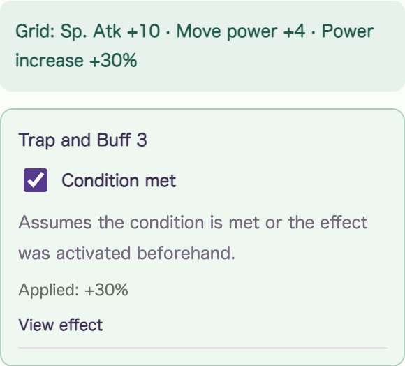 Trap and Buff 3 enabled with a +30% power increase